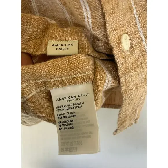 American Eagle Beige Cotton Button Down- Size XS - Picture 3 of 5